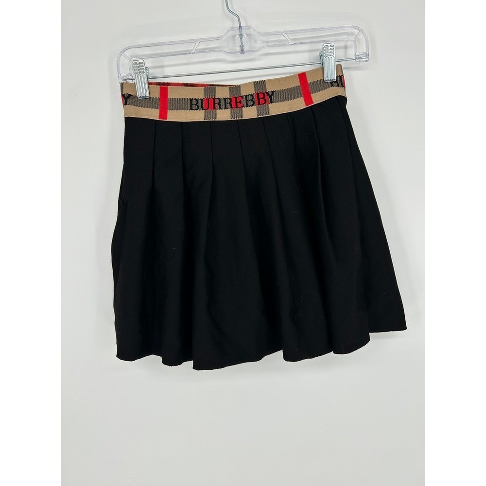 BURREBBY Black Pleated Skirt Women's L Plaid Check Waist Preppy Sorority Rush
